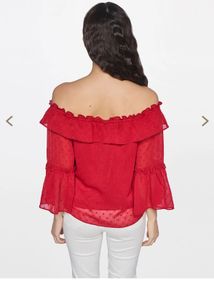 Chic Off-Shoulder Red Ruffle Top