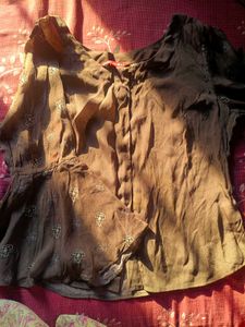 Stylish Printed Brown Blouse