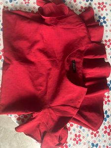 Red Ruffle Sleeve Dress