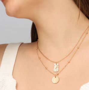 Shein Layered Gold Tone Pendant Necklace