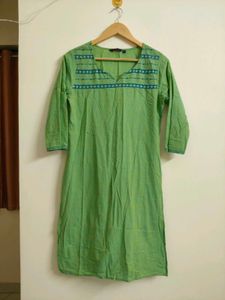 Green Embroidered Kurta