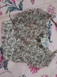 Chic Ruffled Skirt and Printed Top Set