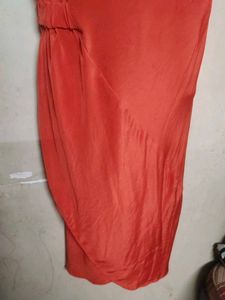 Chic Orange V-Neck Sleeveless Midi Dress
