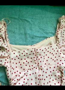 Pink Polka Dot Ruched Mini Dress