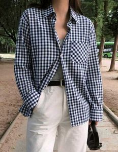 New with tag Korean Blue Gingham Checkered Shirt