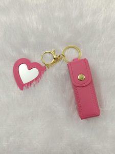 Heart Mirror Keychain mini lipstick holder