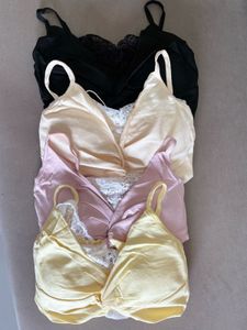 Elegant Black Lace Trim Cami Paded Top
