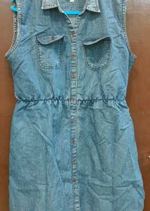 Sleeveless Denim Shirt Dress