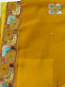 Embroidered Orange Saree