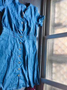 Denim Button-Down Mini Dress