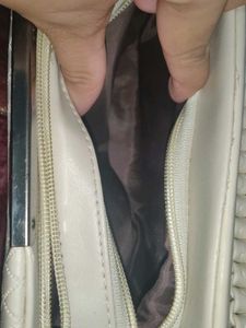 Stylish Cream Quilted Clutch Bag