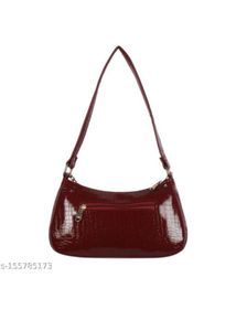 Maroon Textured Handbag