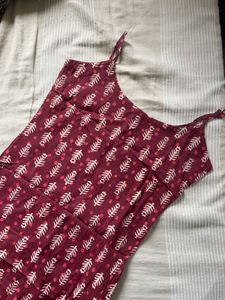 Boho Maroon Leaf Print Maxi Sundress