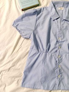 💙 blue puffed sleeve striped top ( New )
