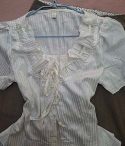 Elegant White Blouse with Tie neck