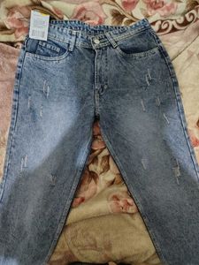 Washed Blue Ripped Jeans