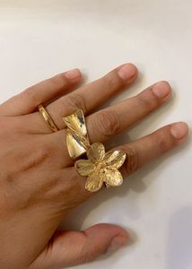 anti tarnish Gold Flower Statement Ring set