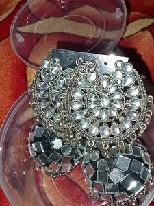 Mirror Work Jhumka Earrings &Stude
