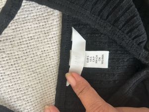 H&amp;M Black Ribbed Cutout Top