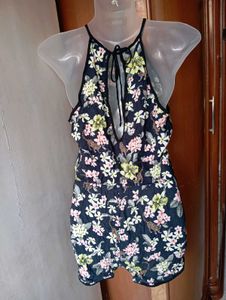 Floral Print Romper with sexy back