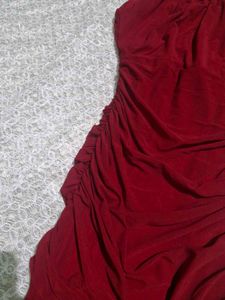 Chic Maroon  Ruched Bodycon Dress