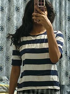 MAX Navy and White Striped T-Shirt