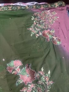 ONION PINK PURE COTTON SUIT FABRIC HANDWORK DUPATT