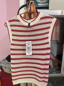 Striped Crochet Sleeveless Top