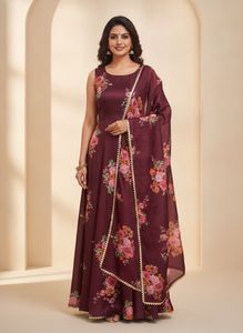 Floral Print gown with dupatta. bust Size 40in.