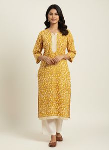 Musturd Printed Kurti For Girl Or Women 42 Bust
