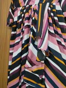 Striped Wrap Midi Dress