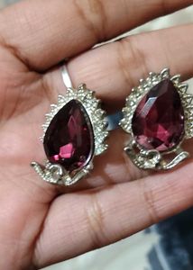 wine Elegant Teardrop Gemstone Earrings