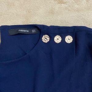 Chic Navy Blue Top with Button Detail