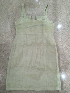 Light Green Corduroy Zip Dress