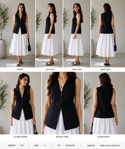 Chic Sleeveless Black Zipper Vest