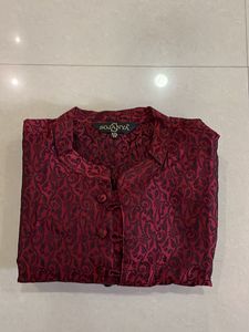 Men’s Printed Maroon Kurta