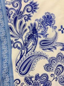 White &amp; Blue Printed Kurta with Pants