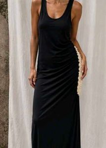 Chic Black Ruched Maxi Dress