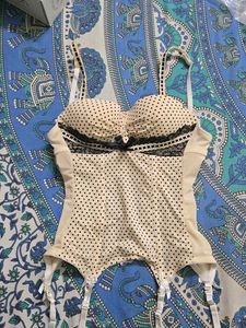 Cute Polka Dot CORSET top with Garter Straps