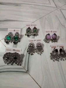 Oxidized Silver Jhumki Earrings Set