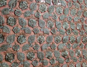 Embroidery Work Net Material Peach Colour