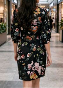 Blue flower print dress