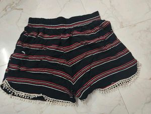 Striped Shorts with Lace Trim