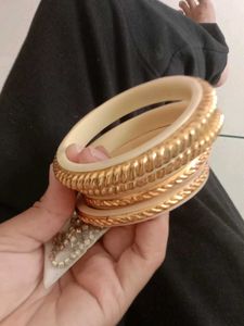Set of Gold Bangles and Diamond Necklace