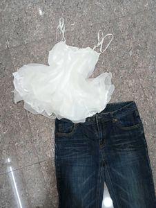 Elegant White Layered Camisole Top
