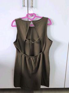Olive Green Backless Mini Dress