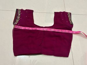 Maroon Embroidered Sari Blouse