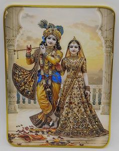 Gold Trim Radha Krishna frame 2pc