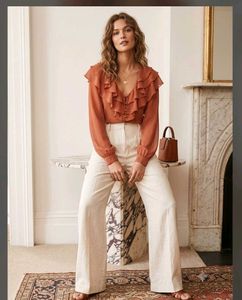 transparent Topshop Ruffle Front Blouse