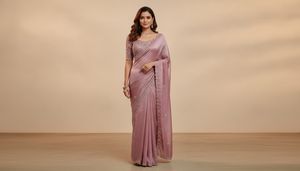 Elegant Pink Saree with Embellished Blouse